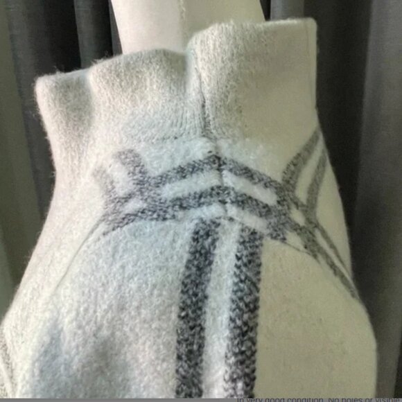 Moth Anthropologie Wool Sweater with Large Grey Plaid  Cream and Gray | M-L - Picture 5 of 15